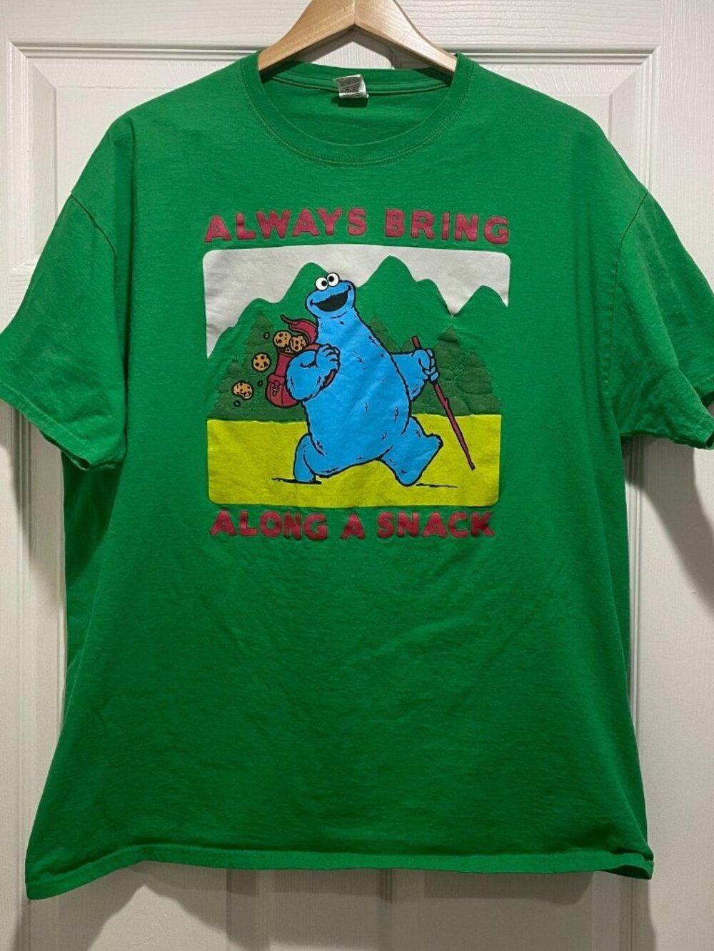 Cookie Monster T-Shirt Men's Size XL Green Sesame Street Graphic Vintage Y2K Tee
